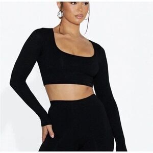 Naked Wardrobe Scoop Sculpt Crop Top Size Large Black NWT SOLD OUT!!!
